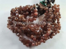 Chocolate Moonstone Faceted Drops Beads -- MONA90