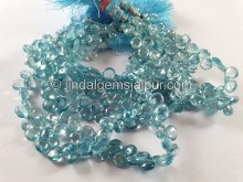 Blue Zircon Smooth Heart Beads -- ZRCN49