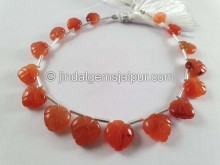 Carnelian Carved Maple Leaf Beads -- CRNA22
