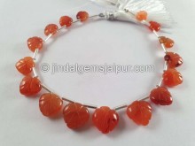 Carnelian Carved Maple Leaf Beads