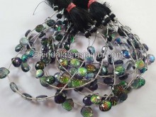 Black Abalone Crystal Doublet Faceted Heart Beads -- DBLT17