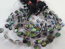 Black Abalone Crystal Doublet Faceted Heart Beads