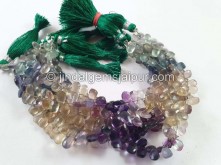 Multi Fluorite Faceted Pear Beads