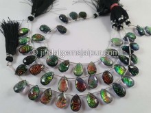 Black Abalone Crystal Big Doublet Faceted Pear Beads -- DBLT20