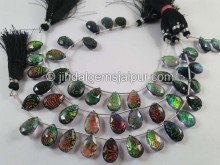 Black Abalone Crystal Big Doublet Faceted Pear Beads