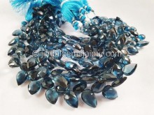 London Blue Topaz Faceted Fancy Leaf Shape Beads