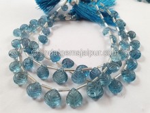 London Blue Topaz Carved Heart Beads