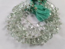 Green Amethyst Faceted Drop Beads