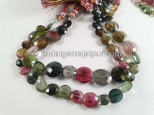 Tourmaline Faceted Coin Beads