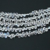 White Rainbow Briollete Pear Shape Beads