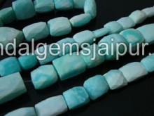 Blue Opel Faceted Chicklet Shape Beads