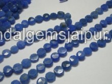 Blue Chalsydony Faceted Coin