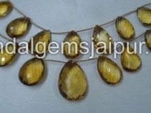 Honey Quartz Briollete Pear Shape Beads