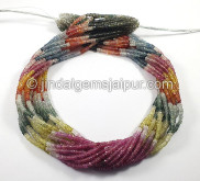 Multi Sapphire Faceted Tyre Shape Beads