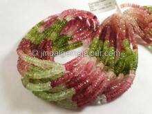 Multi Pink & Green Tourmaline Faceted Tyre Beads