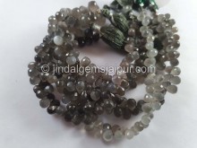 Grey Moonstone Faceted Drops Beads -- MONA88