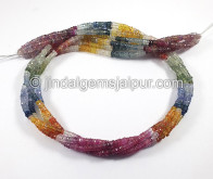 Multi Sapphire Faceted Tyre Shape Beads