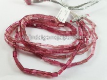 Rubellite Step Cut Pipe Shape Beads