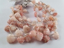 Pink Opal Carved Maple Leaf Beads -- POP83