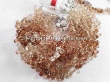 Brown Topaz Faceted Drops Beads