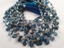 London Blue Topaz Table Cut Pear Beads -- LBT99