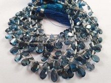 London Blue Topaz Table Cut Pear Beads