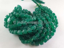 Green Onyx Carved Cube Beads -- GRNX34