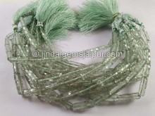 Green Amethyst Concave Cut Pipe Beads -- GRAMA82
