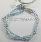 Aquamarine Step Cut Pipe Shape Beads