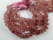 Pink Strawberry Quartz Faceted Trillion Beads