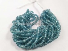Natural Blue Zircon Far Faceted Roundelle Beads