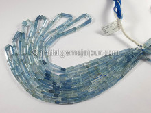 Aquamarine Step Cut Shaded Pipe Shape Small Beads Aquamarine Step Cut Shaded Pipe Shape Small Beads