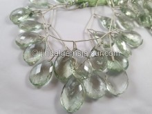 Green Amethyst Front Drill Far Faceted Pear Beads