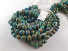 Blue Opalina Smooth Round Ball Beads