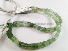 Green Tourmaline Cut Bolt Shape Beads