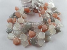 Multi Moonstone Carved Maple Leaf Beads -- MONA109