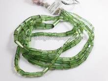 Green Tourmaline Step Cut Pipe Shape Beads