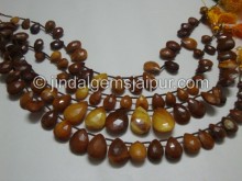 Brown Opel Faceted Pear Shape Beads