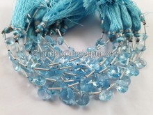Sky Blue Topaz Double Concave Cut Heart Shape Beads