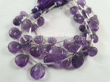 Amethyst Carved Crown Heart Beads -- AMTA90