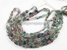 Bi Color Tourmaline Smooth Oval Shape Beads