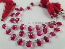 Rubellite Crystal Doublet Faceted Pear Beads