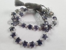 Fluorite Blue Faceted Star Beads