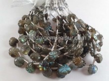 Labradorite Carved Heart Leaf Beads