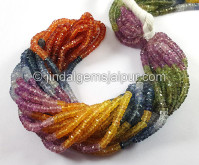 Multi Sapphire Faceted Tyre Shape Beads