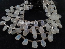 Rainbow Moonstone Carved Pear Shape Beads