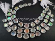 White Abalone Crystal Big Doublet Faceted Heart Beads