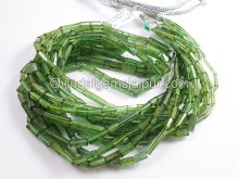 Green Tourmaline Step Cut Pipe Shape Beads