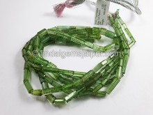 Green Tourmaline Step Cut Pipe Shape Beads