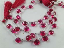Rubellite Crystal Doublet Faceted Heart Beads -- DBLT5